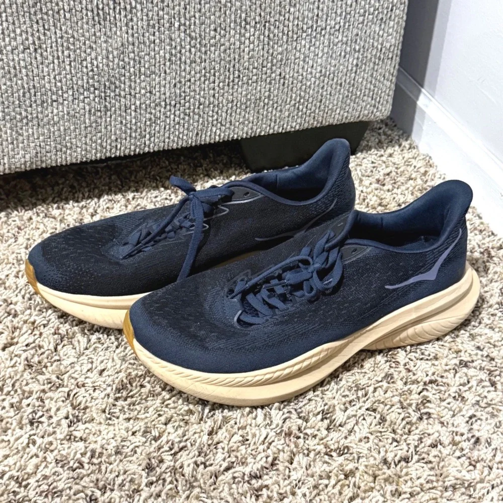 Hoka Mach 6 Mens 10.5 Navy Oat Milk Running Shoes Sneakers 1144032 VCK